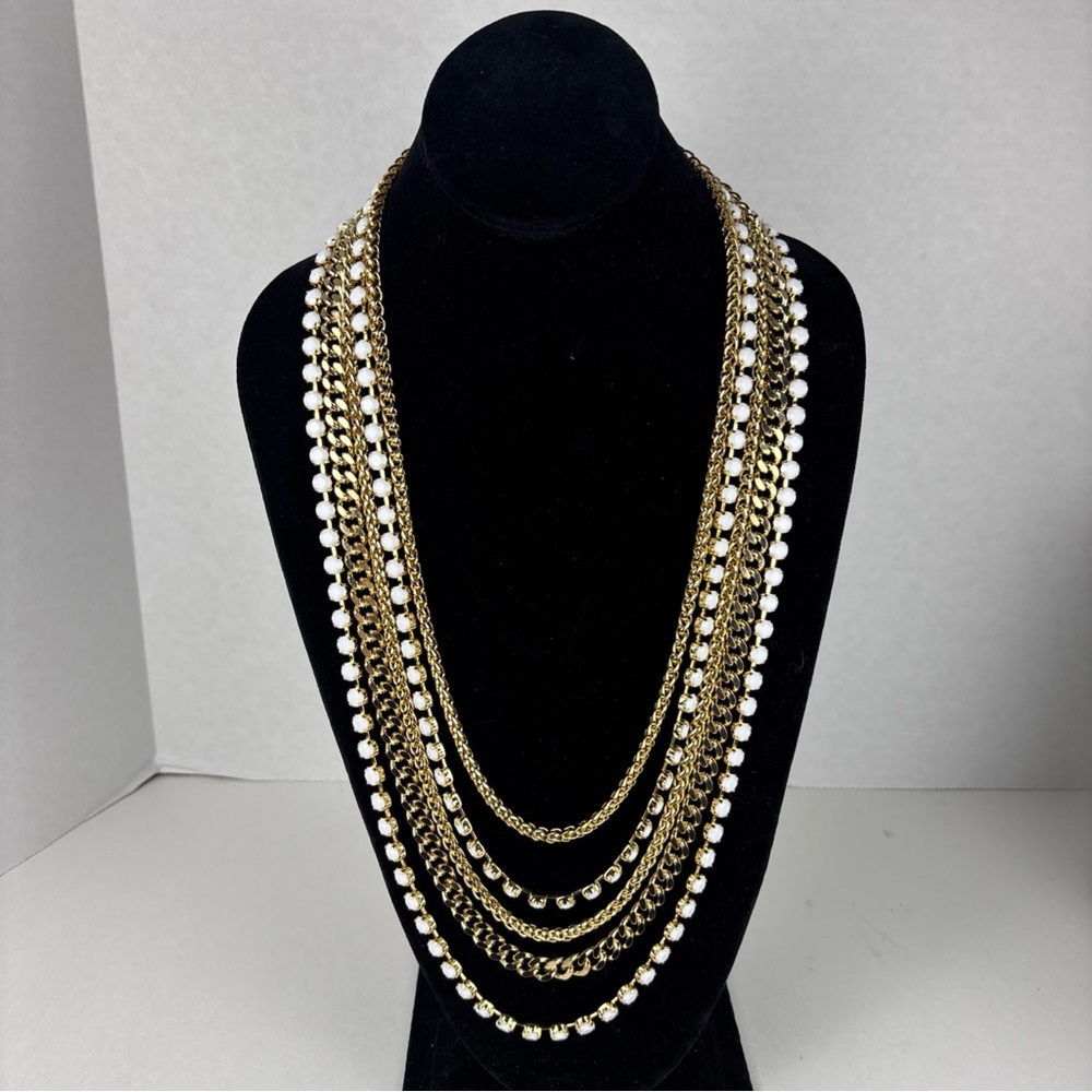 Cära NY Gold and White Layered Necklace